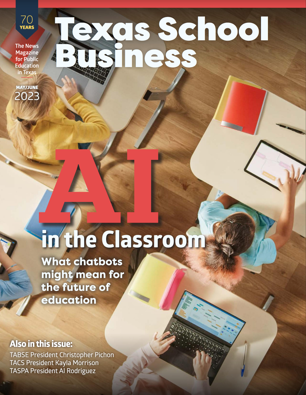 Cover of May 2023 issue of Texas School Business Magazine