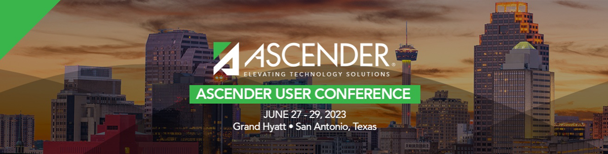 Innaugural statewide Ascender Software Conference will take place June 27-29, 2023 in San Antonio, TX. 